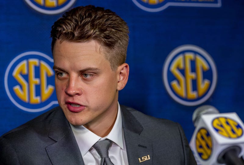 July 15, 2019; Birmingham, AL, USA; LSU Tigers quarterback Joe Burrow speaks to the media during SEC Media Days at the Hyatt Regency-Birmingham.