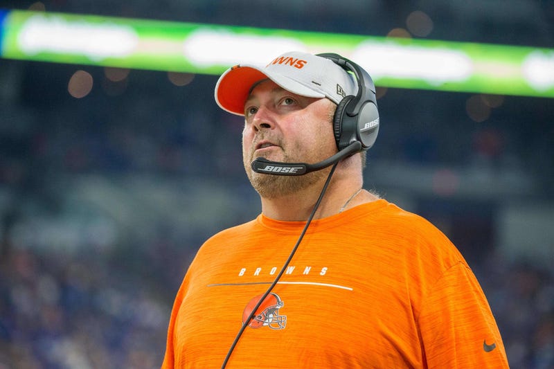 Cleveland Browns head coach Freddie Kitchens on the sidelines in the second quarter of the game against the Indianapolis Colts at Lucas Oil Stadium.