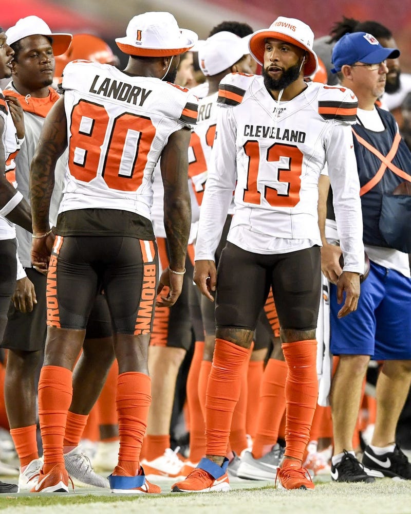 Cleveland Browns wide receiver Odell Beckham (13) and wide receiver Jarvis Landry (80)