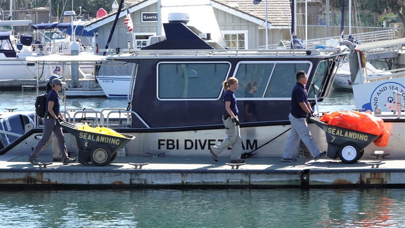 At Santa Barbara Harbor, material is brought in from the evidence and body-recovery efforts from the Conception boat fire disaster off Santa Cruz Island. Dozens of agencies from California and beyond are assisting in the aftermath of the 34 deaths.