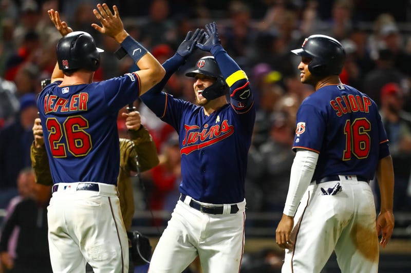 Twins catcher Mitch Garver hits a 3-run homer