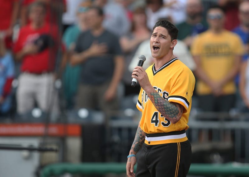 ittsburgh Pirates relief pitcher Steven Brault (43) performs the national anthem before the game against the St. Louis Cardinals at PNC Park.