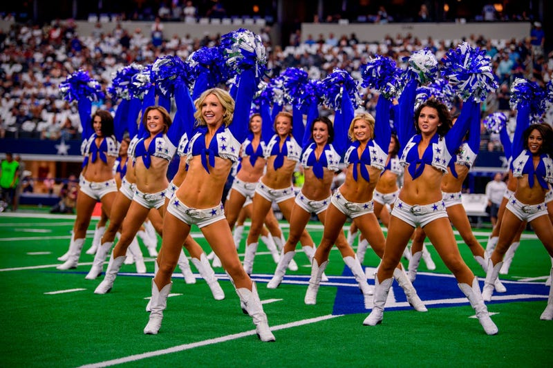 Sep 8, 2019; Arlington, TX, USA; The Dallas Cowboys cheerleaders perform during the game between the Cowboys and the Giants at AT&T Stadium. Mandatory Credit: Jerome Miron-USA TODAY Sports