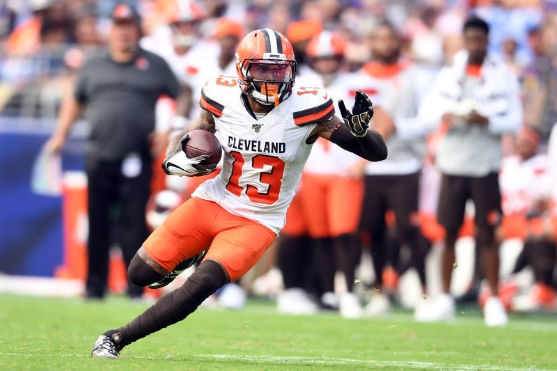 Sep 29, 2019; Baltimore, MD, USA; Cleveland Browns wide receiver Odell Beckham (13) runs with the ball in the forth quarter in a football game against the Baltimore Ravens at M&T Bank Stadium. Mandatory Credit: Mitchell Layton-USA TODAY Sports