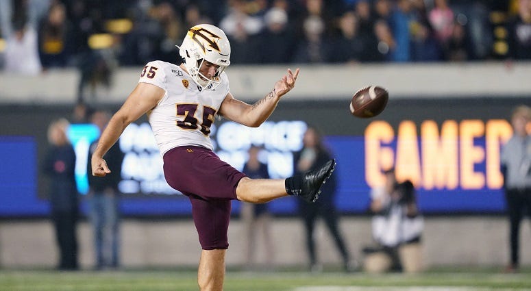 A punter makes a statement at the NFL Combine