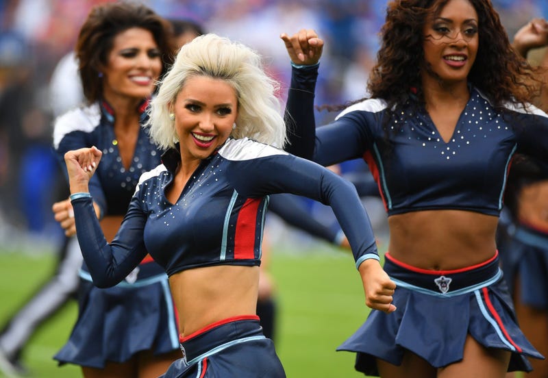 Oct 6, 2019; Nashville, TN, USA; Tennessee Titans cheerleaders perform during the first half against the Buffalo Bills at Nissan Stadium. Mandatory Credit: Christopher Hanewinckel-USA TODAY Sports