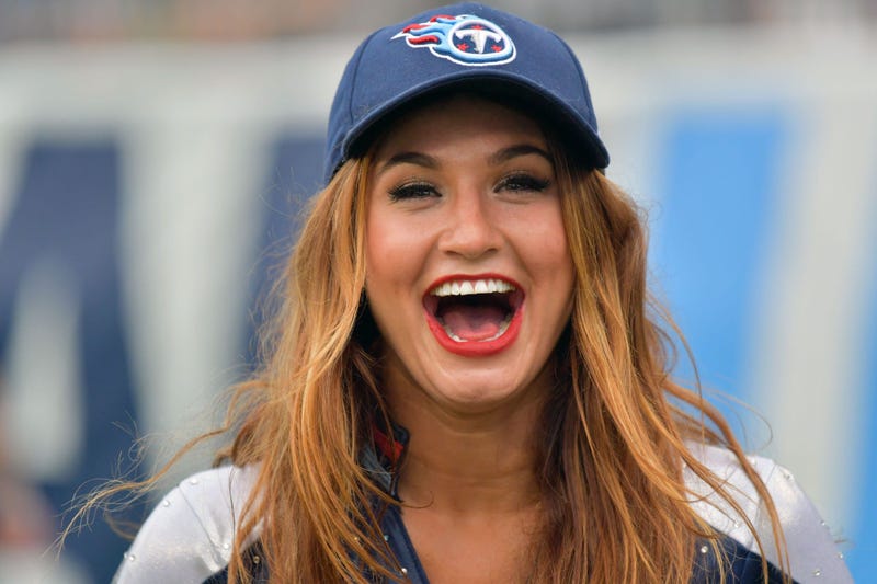 Oct 6, 2019; Nashville, TN, USA; Tennessee Titans Cheerleader on the sideline during the second half against the Buffalo Bills at Nissan Stadium. Mandatory Credit: Jim Brown-USA TODAY Sports