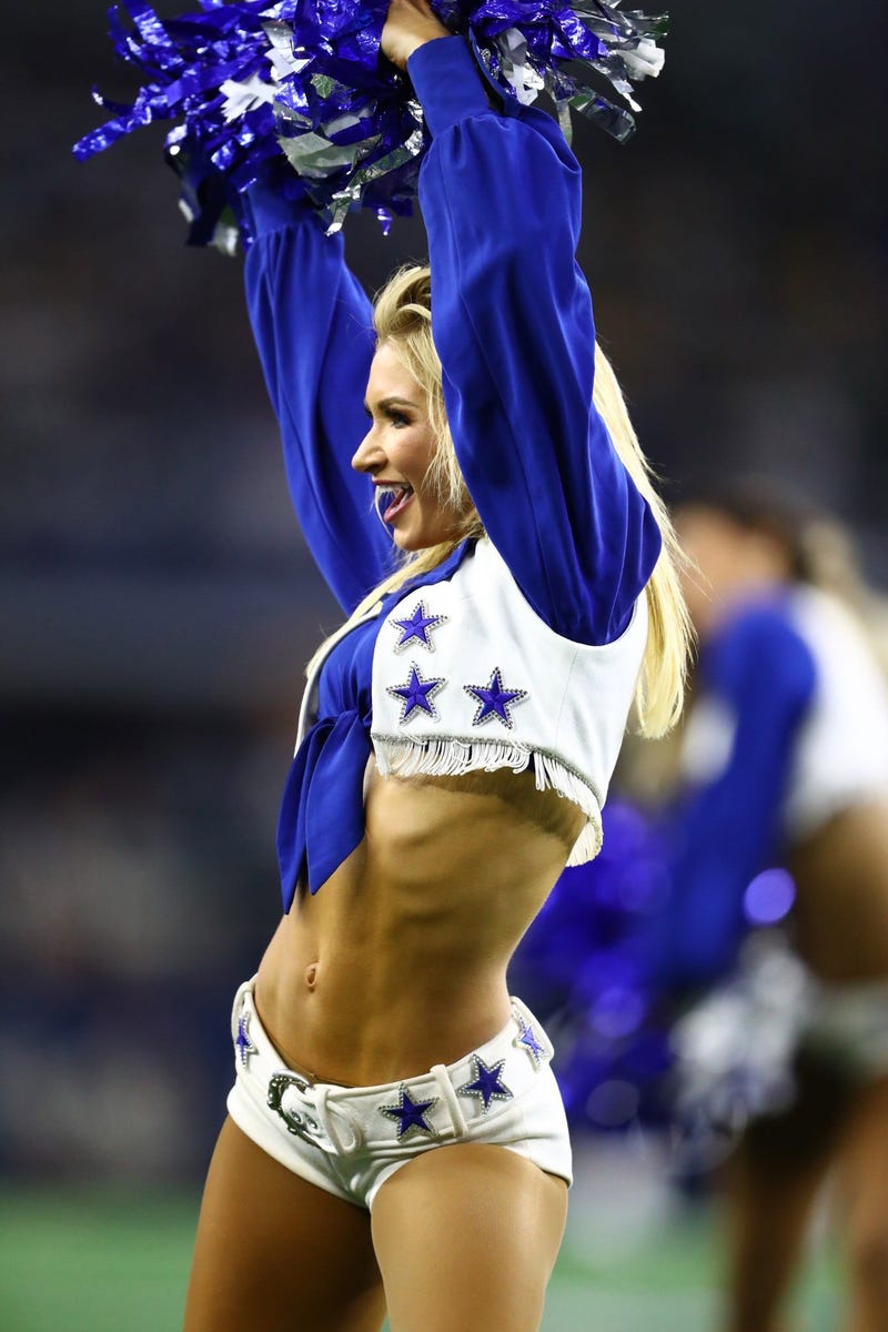 Oct 6, 2019; Arlington, TX, USA; Dallas Cowboys cheerleader performs during a timeout from the game against the Green Bay Packers at AT&T Stadium. Mandatory Credit: Matthew Emmons-USA TODAY Sports