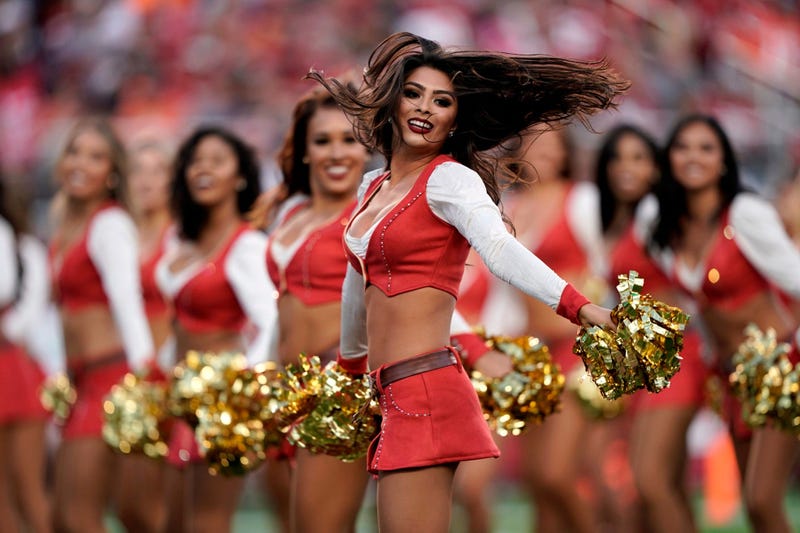Oct 7, 2019; Santa Clara, CA, USA; Cheerleaders from the San Francisco 49ers Gold Rush performs during a timeout against the Cleveland Browns in the second quarter at Levi's Stadium. Mandatory Credit: Cary Edmondson-USA TODAY Sports