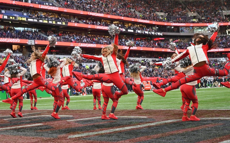 Oct 13, 2019; London, United Kingdom; Tampa Bay Buccaneers cheerleaders perform during an NFL International Series game at Tottenham Hotspur Stadium. Mandatory Credit: Steve Flynn-USA TODAY Sports