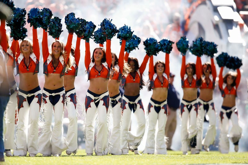 Oct 13, 2019; Denver, CO, USA; Denver Broncos cheerleaders perform before the game against the Tennessee Titans at Empower Field at Mile High. Mandatory Credit: Isaiah J. Downing-USA TODAY Sports