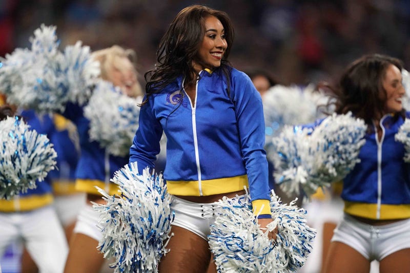 Oct 27, 2019; London, United Kingdom; Los Angeles Rams cheerleaders perform during an NFL International Series game against the Cincinnati Bengals at Wembley Stadium. The Rams defeated the Bengals 24-10. Mandatory Credit: Kirby Lee-USA TODAY Sports