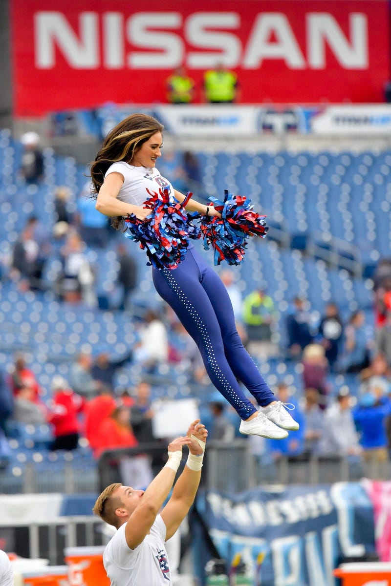 Oct 27, 2019; Nashville, TN, USA; Tennessee Titans Cheerleader performs following the game against the Tampa Bay Buccaneers at Nissan Stadium. Mandatory Credit: Jim Brown-USA TODAY Sports