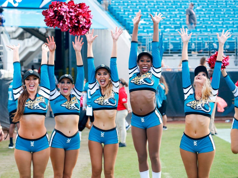 Oct 27, 2019; Jacksonville, FL, USA; Jacksonville Jaguars cheerleaders perform after the game against the New York Jets at TIAA Bank Field. Mandatory Credit: Reinhold Matay-USA TODAY Sports