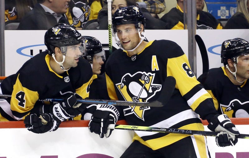  Pittsburgh, PA, USA; Pittsburgh Penguins defenseman Justin Schultz (4) and defenseman Brian Dumoulin 