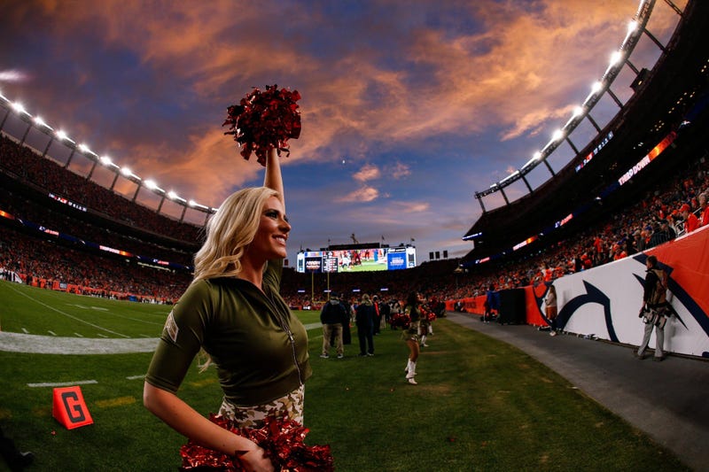 Nov 3, 2019; Denver, CO, USA; A Denver Broncos cheerleader in the fourth quarter against the Cleveland Browns at Empower Field at Mile High. Mandatory Credit: Isaiah J. Downing-USA TODAY Sports
