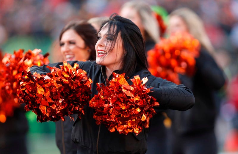 Nov 24, 2019; Cincinnati, OH, USA; Cincinnati Bengals cheerleader performs against the Pittsburgh Steelers at Paul Brown Stadium. Mandatory Credit: David Kohl-USA TODAY Sports