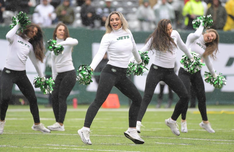 Nov 24, 2019; East Rutherford, NJ, USA; New York Jets flight crew cheerleaders perform during the game against the Oakland Raiders at MetLife Stadium. The Jets defeated the Raiders 34-3. Mandatory Credit: Kirby Lee-USA TODAY Sports