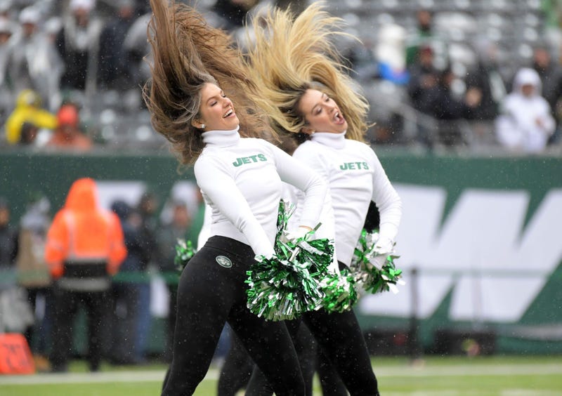 Nov 24, 2019; East Rutherford, NJ, USA; New York Jets flight crew cheerleaders perform during the game against the Oakland Raiders at MetLife Stadium. The Jets defeated the Raiders 34-3. Mandatory Credit: Kirby Lee-USA TODAY Sports