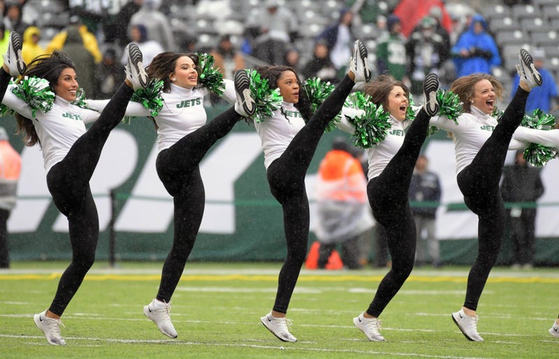 Nov 24, 2019; East Rutherford, NJ, USA; New York Jets flight crew cheerleaders perform during the game against the Oakland Raiders at MetLife Stadium. The Jets defeated the Raiders 34-3. Mandatory Credit: Kirby Lee-USA TODAY Sports