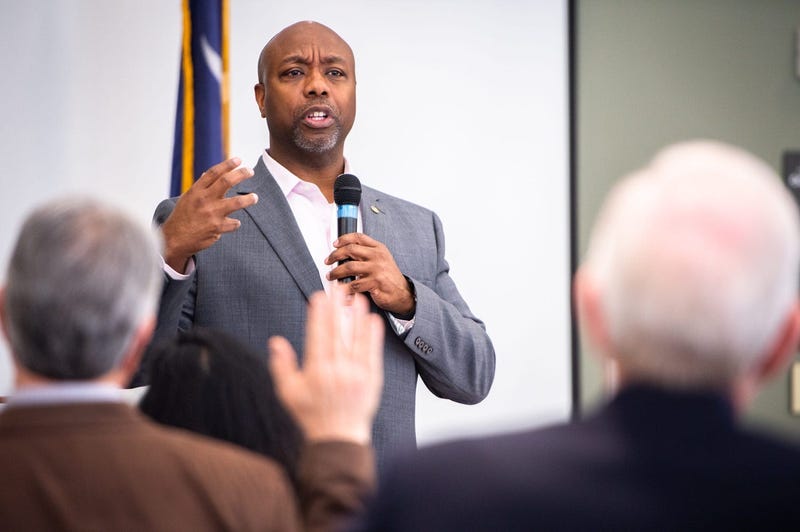U.S Senator Tim Scott speaks at Tri-County Technical College during his meet and greet event, Tuesday, November 26, 2019.