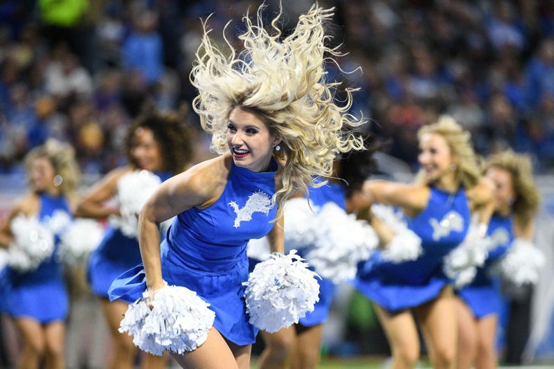 Nov 28, 2019; Detroit, MI, USA; Detroit Lions cheerleader performs during the game against the Chicago Bears at Ford Field. Mandatory Credit: Tim Fuller-USA TODAY Sports