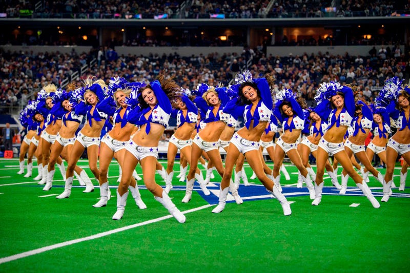 Nov 28, 2019; Arlington, TX, USA; The Dallas Cowboys cheerleaders perform during the game between the Bills and Cowboys at AT&T Stadium. Mandatory Credit: Jerome Miron-USA TODAY Sports