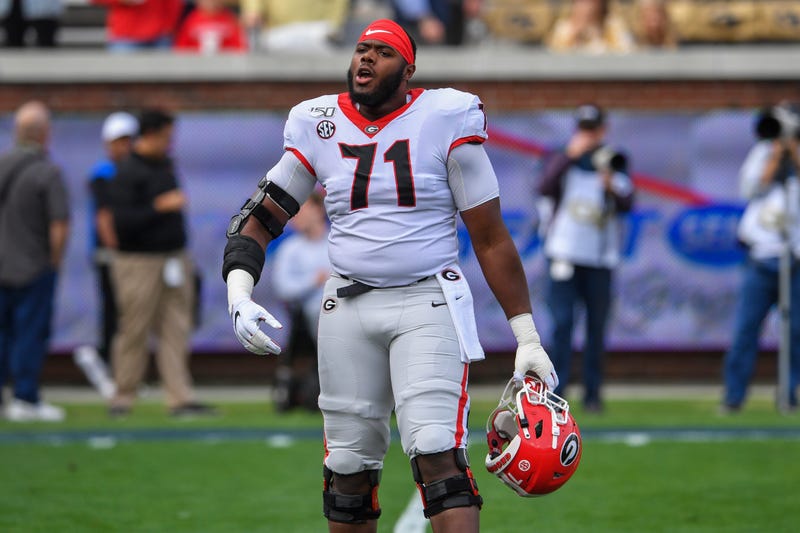 Nov 30, 2019; Atlanta, GA, USA; Georgia Bulldogs offensive lineman Andrew Thomas (71) prior to the game against the Georgia Tech Yellow Jackets at Bobby Dodd Stadium. Mandatory Credit: Dale Zanine-USA TODAY Sports