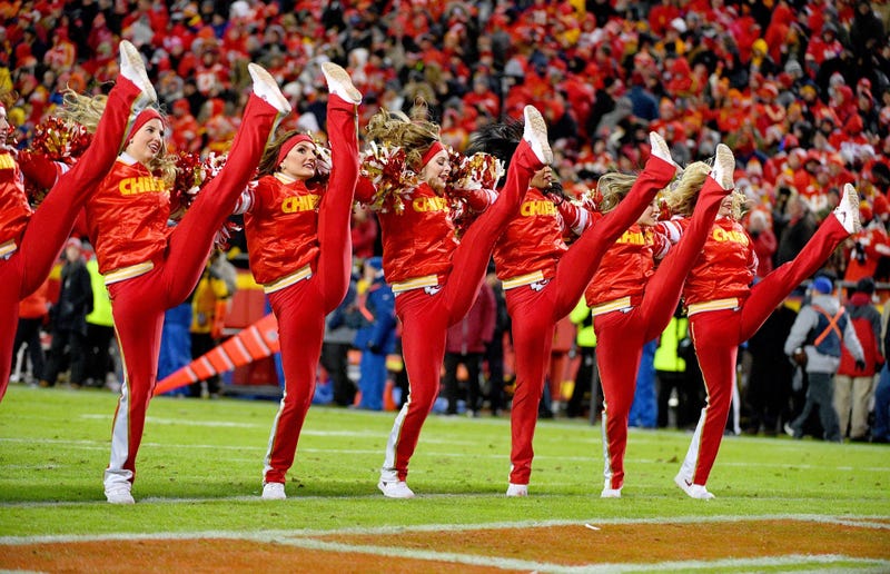 Dec 1, 2019; Kansas City, MO, USA; Kansas City Chiefs cheerleaders entertain fans during the second half against the Oakland Raiders at Arrowhead Stadium. Mandatory Credit: Denny Medley-USA TODAY Sports