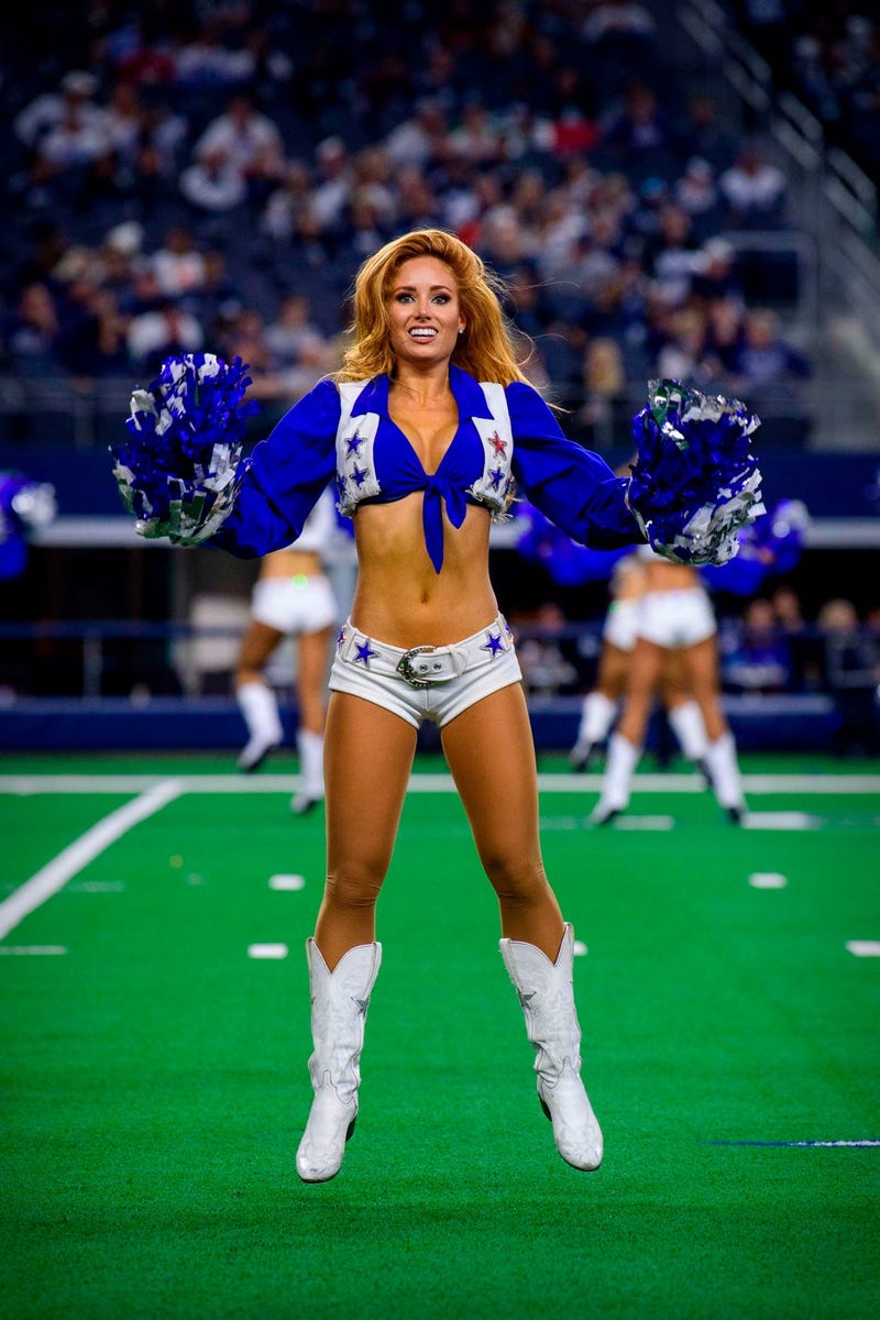 Nov 28, 2019; Arlington, TX, USA; The Dallas Cowboys cheerleaders perform during the game between the Bills and Cowboys at AT&T Stadium. Mandatory Credit: Jerome Miron-USA TODAY Sports