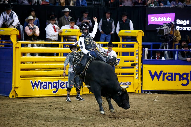 During the tenth go-round at the National Finals Rodeo at Thomas and Mack Center.