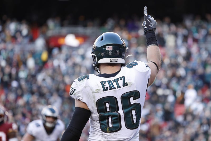 Philadelphia Eagles tight end Zach Ertz (86) celebrates after scoring a touchdown against the Washington Redskins in the fourth quarter at FedExField.