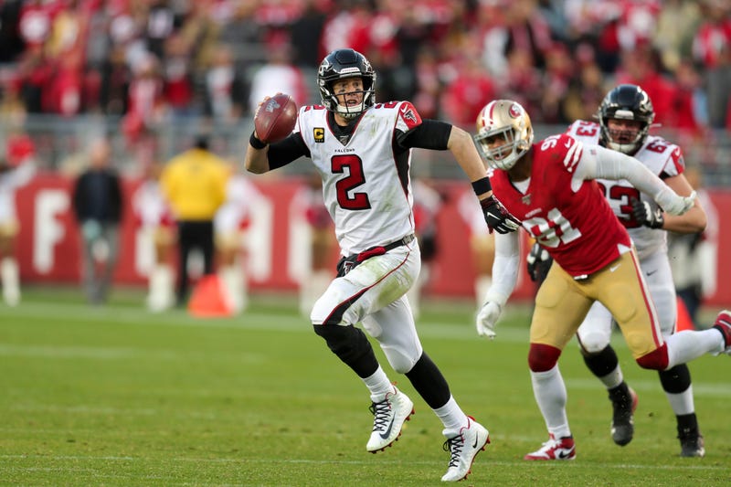 3 Dec 15, 2019; Santa Clara, CA, USA; Atlanta Falcons quarterback Matt Ryan (2) looks to pass against the San Francisco 49ers during the fourth quarter at Levi s Stadium. Mandatory Credit: Sergio Estrada-USA TODAY Sports