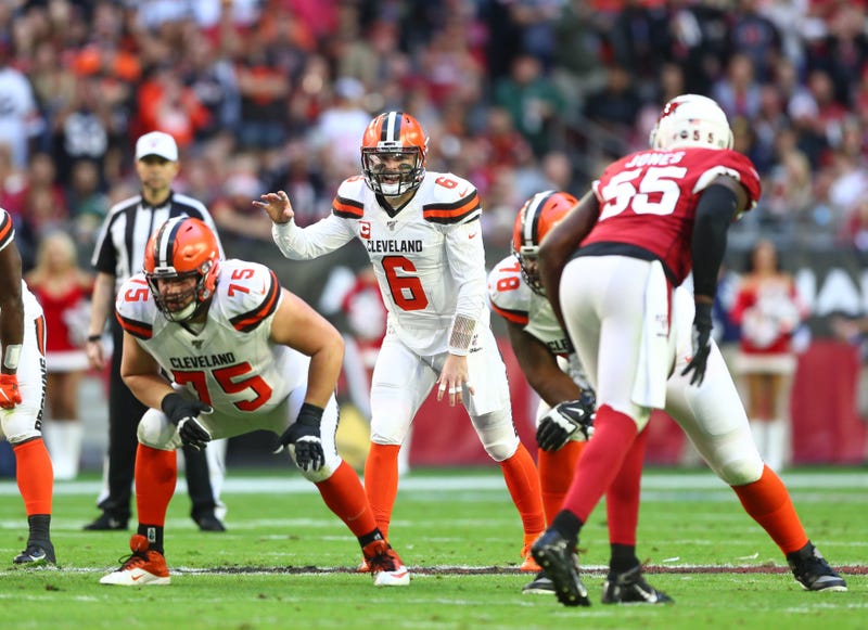 Dec 15, 2019; Glendale, AZ, USA; Cleveland Browns quarterback Baker Mayfield (6) against the Arizona Cardinals at State Farm Stadium.