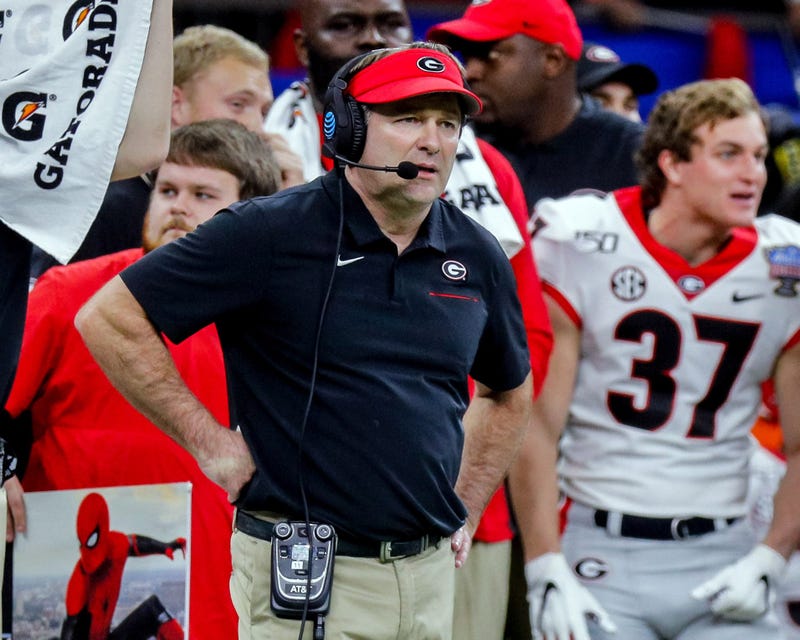 Jan 1, 2020; New Orleans, Louisiana, USA; Georgia Bulldogs head coach Kirby Smart looks on against Baylor Bears at Mercedes-Benz Superdome. Mandatory Credit: Stephen Lew-USA TODAY Sports
