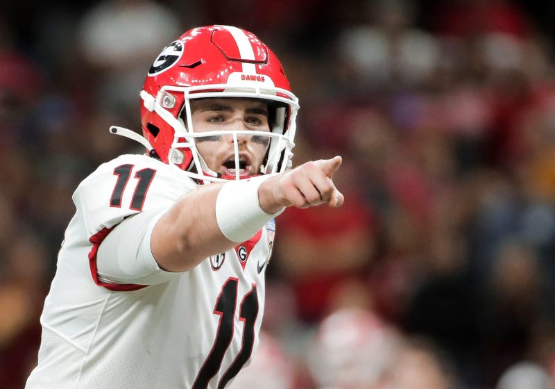 Jan 1, 2020; New Orleans, Louisiana, USA; Georgia Bulldogs quarterback Jake Fromm (11) signals at the line during the second quarter against the Baylor Bears at the Mercedes-Benz Superdome. Mandatory Credit: Derick E. Hingle-USA TODAY Sports