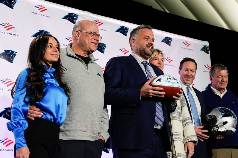 Marty Hurney, Dave Tepper and Matt Rhule