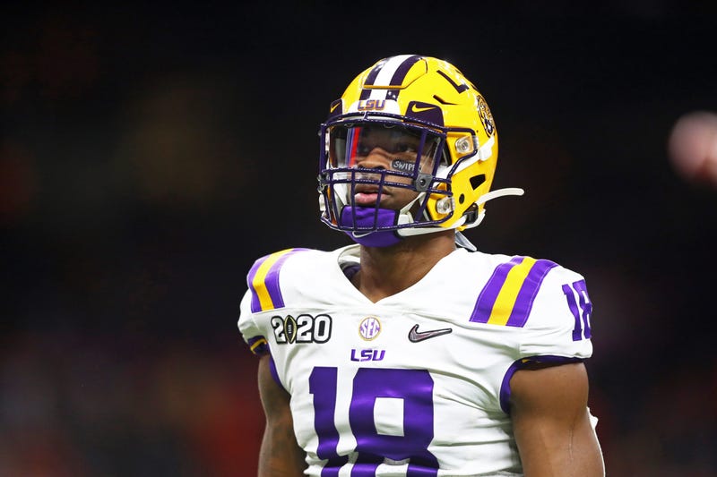 Jan 13, 2020; New Orleans, Louisiana, USA; LSU Tigers linebacker K'Lavon Chaisson (18) against the Clemson Tigers in the College Football Playoff national championship game at Mercedes-Benz Superdome. Mandatory Credit: Mark J. Rebilas-USA TODAY Sports