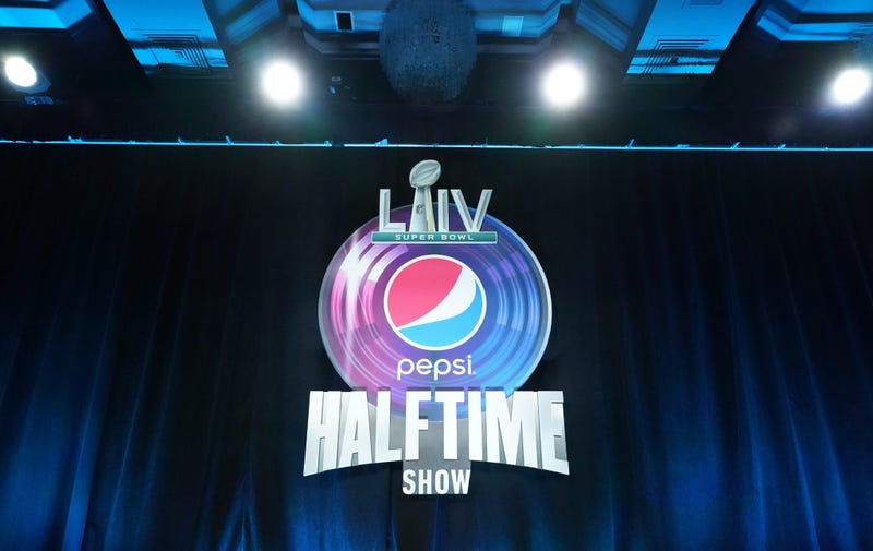 Jan 30, 2020; Miami, Florida, USA; Recording artists Shakira (left) and Jennifer Lopez (right) during the Super Bowl LIV halftime talent show press conference at Hilton Downtown. Mandatory Credit: Kirby Lee-USA TODAY Sports