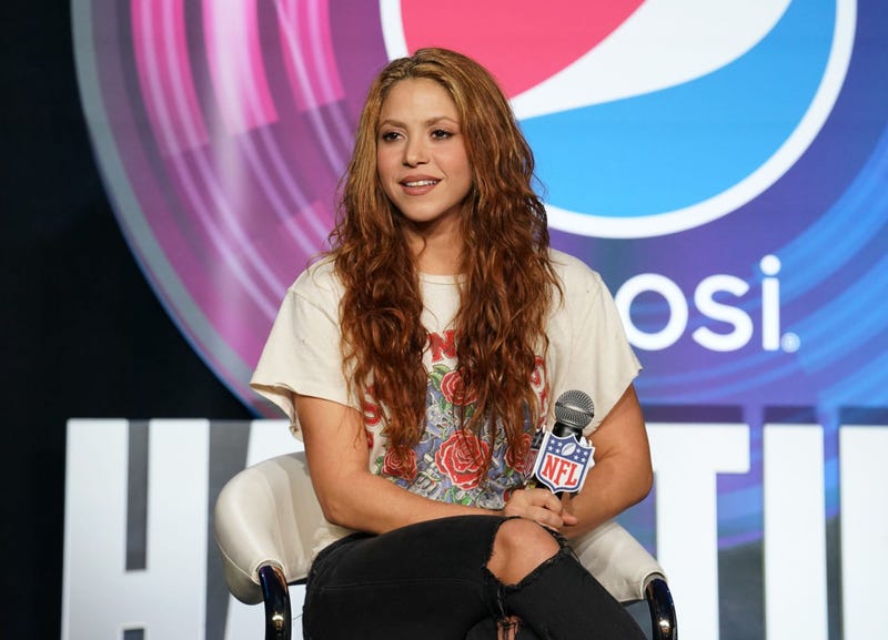 Jan 30, 2020; Miami, Florida, USA; Recording artist Shakira during the Super Bowl LIV halftime talent show press conference at Hilton Downtown. Mandatory Credit: Kirby Lee-USA TODAY Sports
