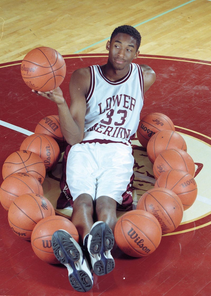 Lower Merion High School senior Kobe Bryant is photographed at Lower Merion High School in Ardmore, PA.