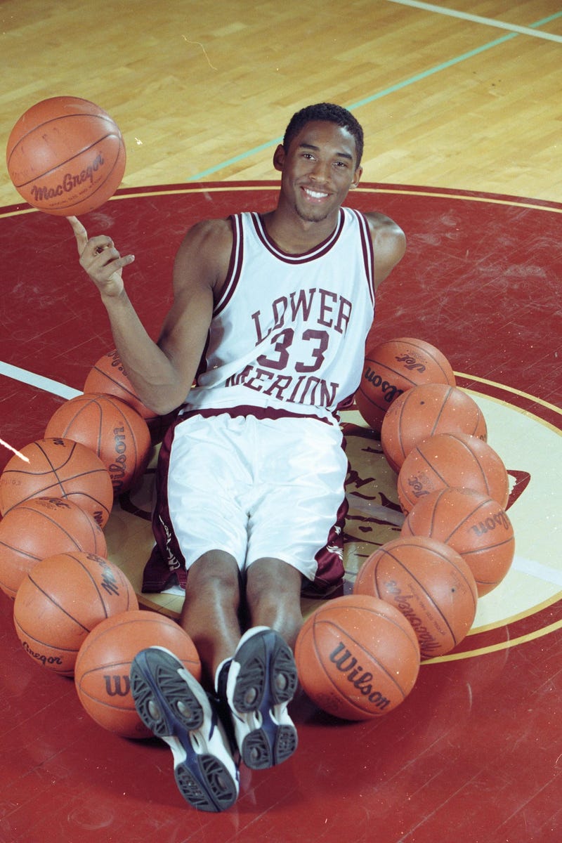 Oct 25, 1995; Ardmore, PA, USA; Lower Merion High School senior Kobe Bryant is photographed at Lower Merion High School in Ardmore, PA.