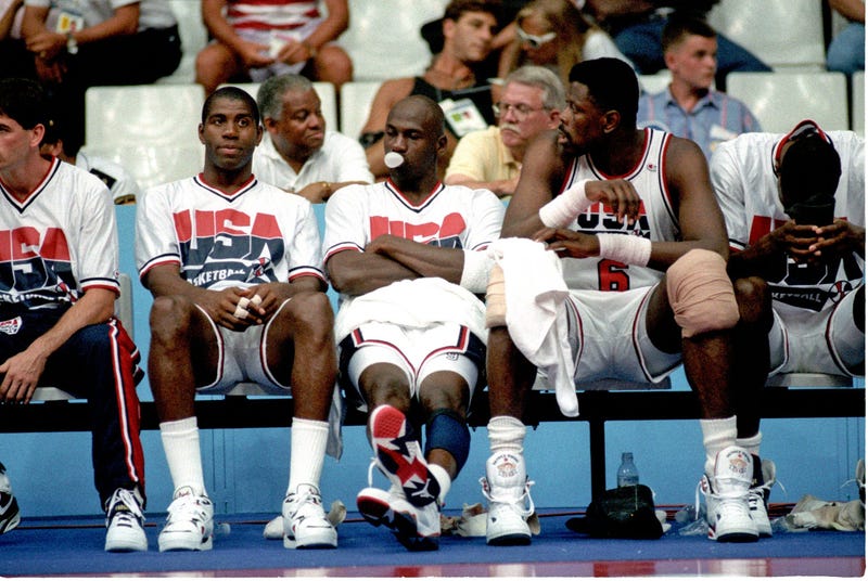 Michael Jordan, Patrick Ewing and Magic Johnson
