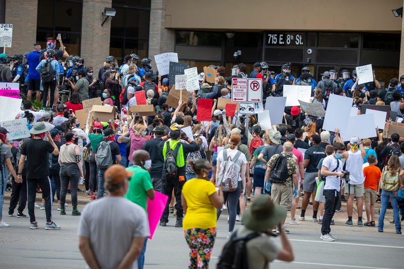 Protesters outside Austin Police headquarters