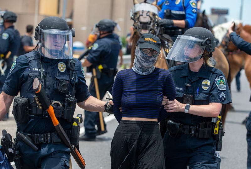 Protester arrested by Austin Police