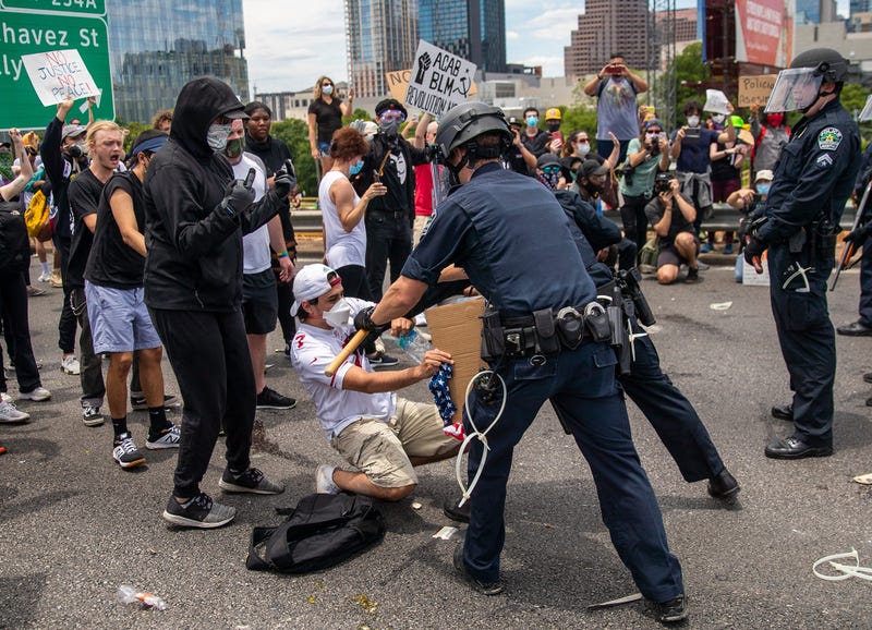 Protesters in downtown Austin