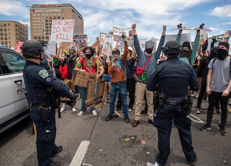 Protesters in downtown Austin