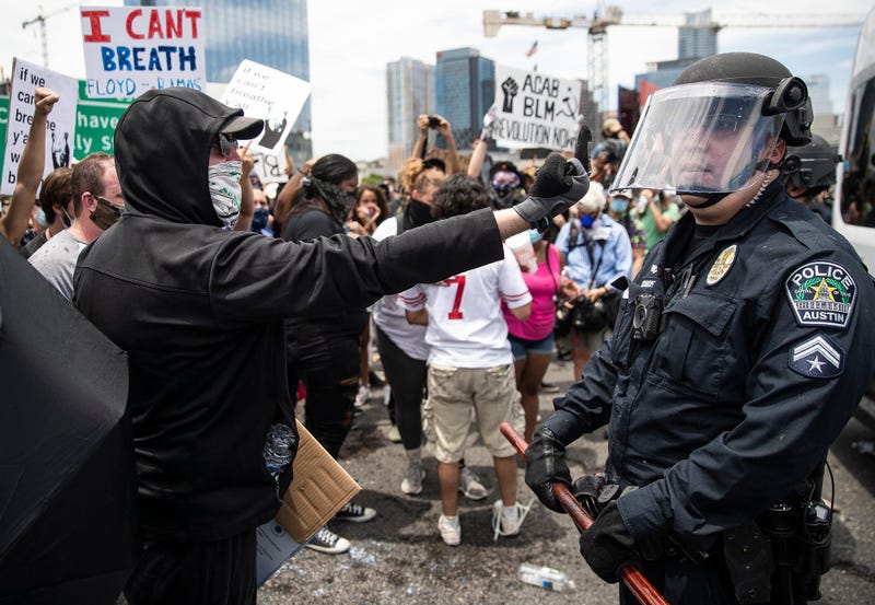 Protesters in downtown Austin