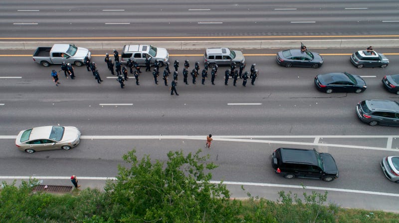 Protesters in downtown Austin