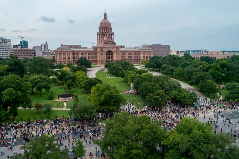 Protesters in downtown Austin
